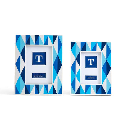 Two's Company Blue Diamonds Set of 2 Inlay Photo Frames