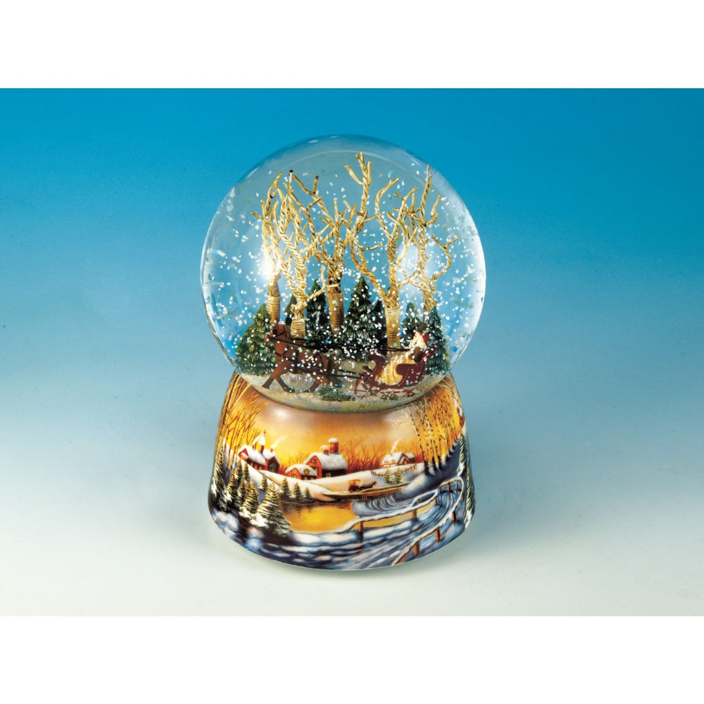 Musicbox Kingdom 3.9" Sleigh Ride Snow Globe Turns To Melody Winter Wonderland