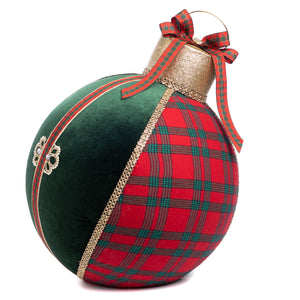Goodwill Fabric Tartan Christmas Display Ball Two-tone Green/Red