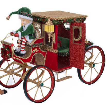 Katherine's Collection 2023 Christmas in The City Hansom Cab with Elf Driver Red