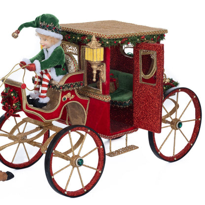 Katherine's Collection 2023 Christmas In The City Hansom Cab With Elf Driver Red