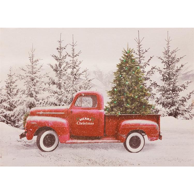 Your Heart's Delight Audrey's Lighted Canvas - Merry Christmas Truck