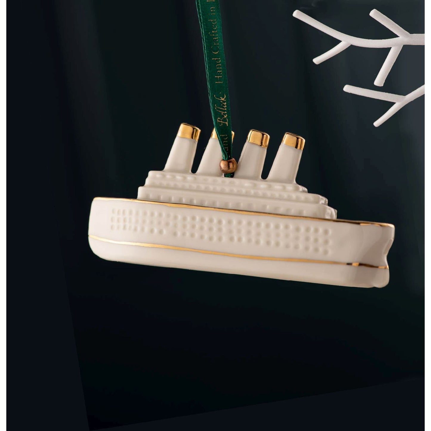 Belleek Classic Christmas Ornaments - Titanic Ornament, 4(L) x 1(W) x 2(H)