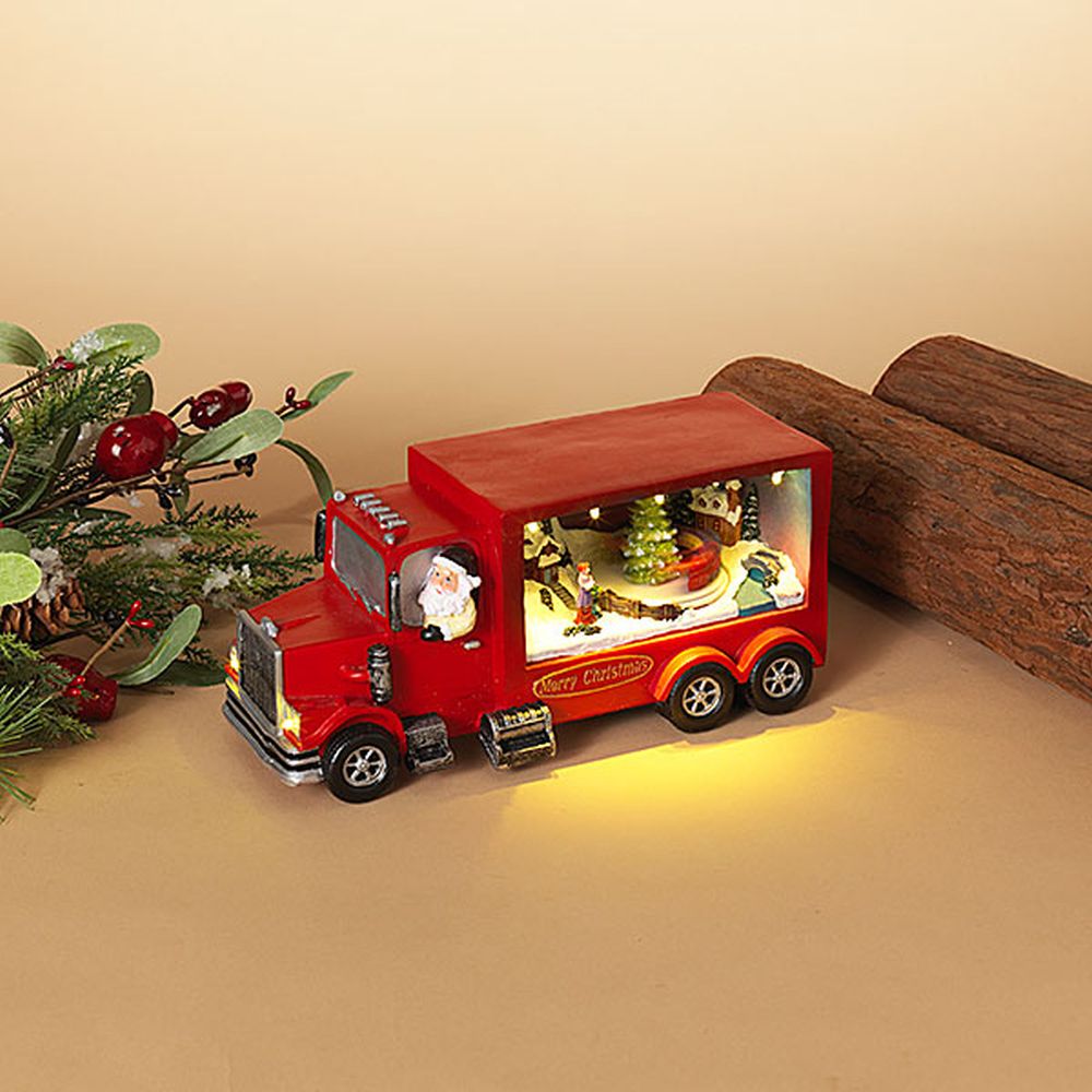 Gerson Company 9.8" B/O Lighted Holiday Truck with Moving Scene