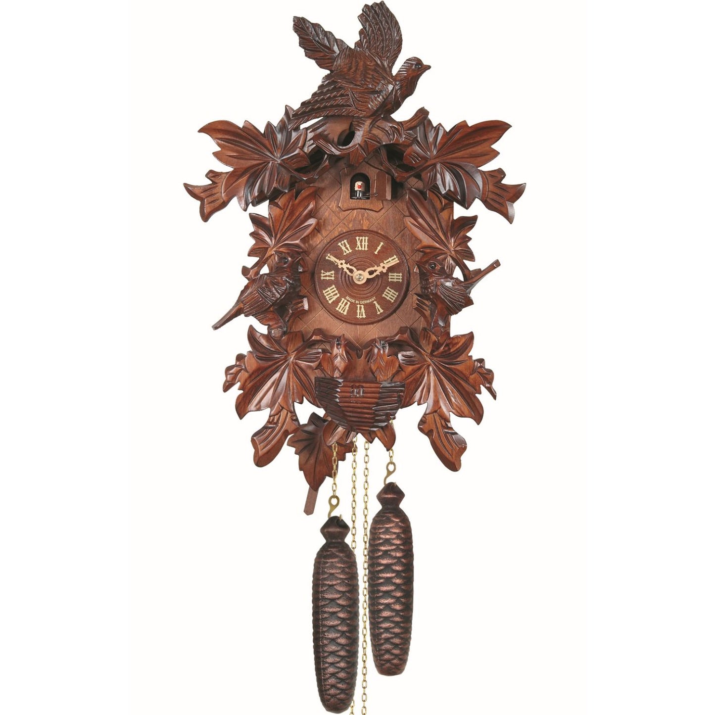 Alexander Taron Engstler Cuckoo Clock 7 Leaf Design With 3 Birds 17"