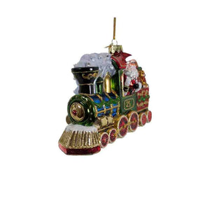 Kurt Adler 6" Bellissimo Glass Santa With Train Ornament