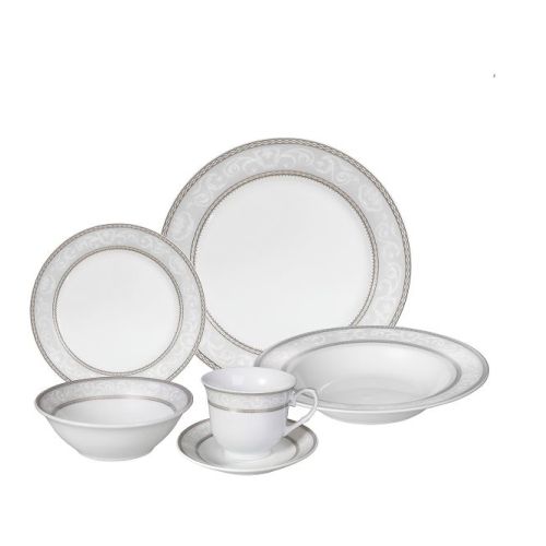 Lorenzo Porcelain  Dinnerware Set, 24 Piece Service For 4, Porcelain