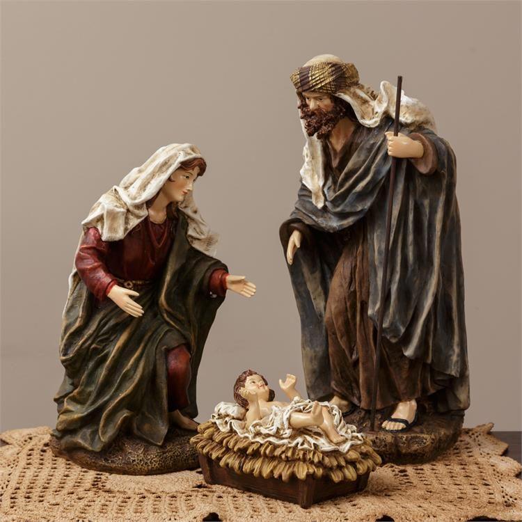 Audrey's Set of 3 Nativity - Joseph, Mary & Baby Jesus, Polyresin by Audrey