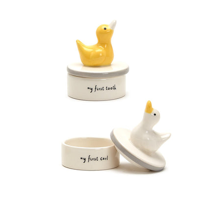 Two's Company Lucky Duckie First Tooth & First Curl Keepsake Set In Gift Box