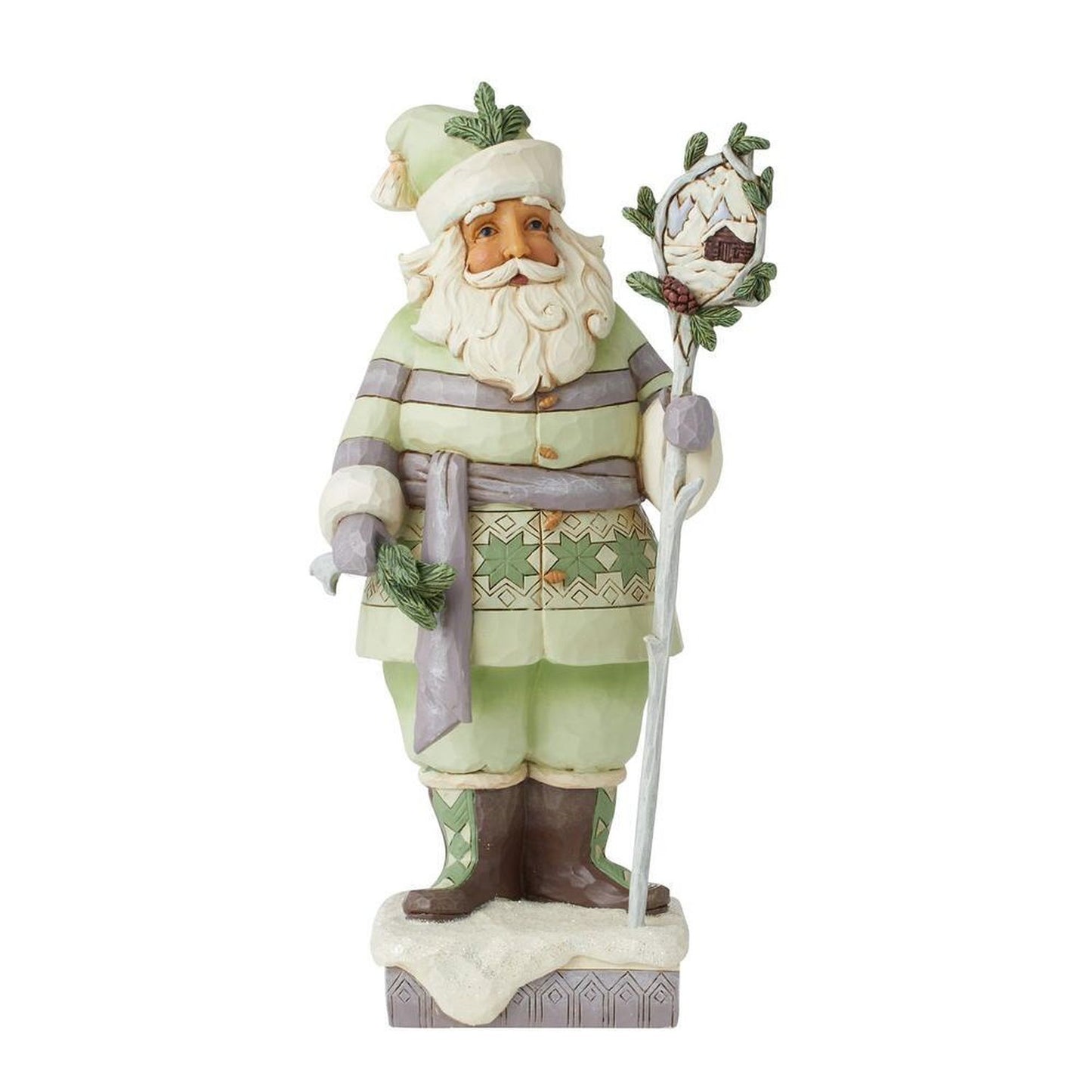 Enesco Jim Shore Heartwood Creek White Woodland Santa Withstaff Figurine