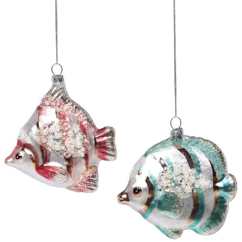 Mark Roberts 2022 Glittered Tropical Fish Ornament, Assortment Of 2 5 Inches