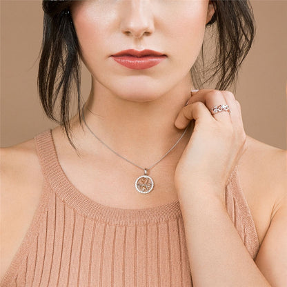 Galway Trinity Knot & Shamrocks Rose Gold & Silver Pendant - Rhodium Plated