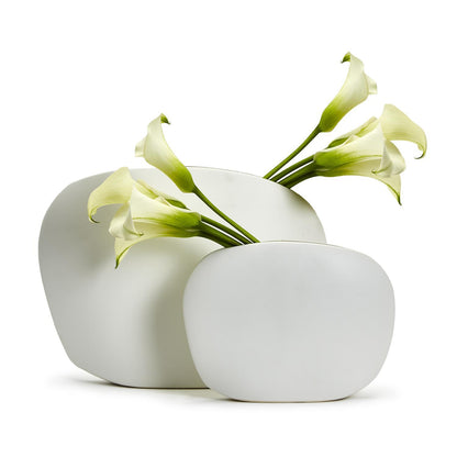 Two's Company Set Of 2 Sliver Vase With Matte White Finish - Ceramic