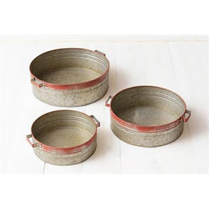 Your Heart's Delight Set of 3 Buckets - Red and Galvanized