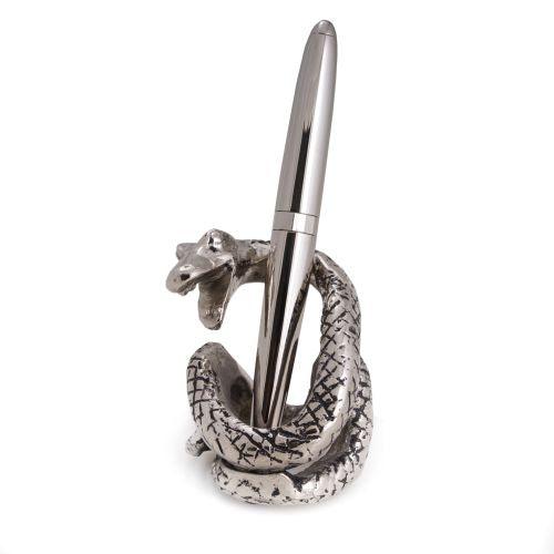 Bey Berk Antique Silver Plated Snake Pen Holder by Bey Berk