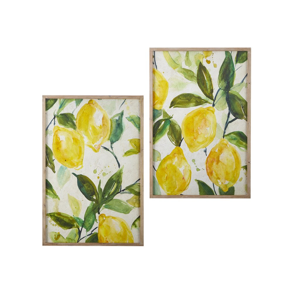 Raz Imports Limoncello 36-inch Lemon Branch Framed Wood Print, Assortment of 2