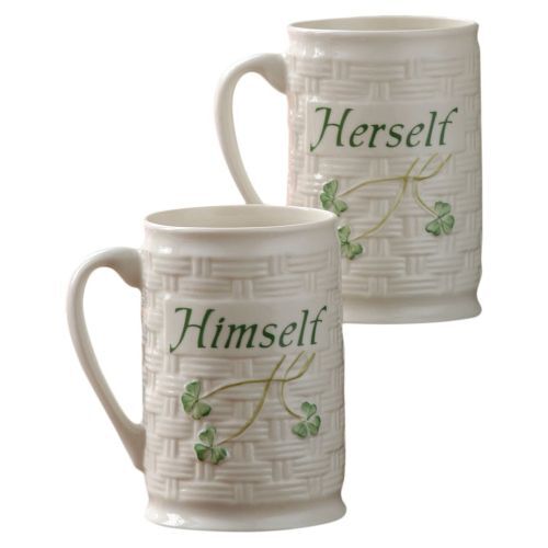 Belleek Himself & Herself Mug Set, Porcelain