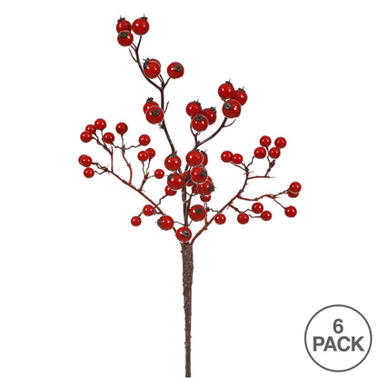 Vickerman 13" Red Mixed Berry Artificial Christmas Pick 6/Bag, Weather Resistant