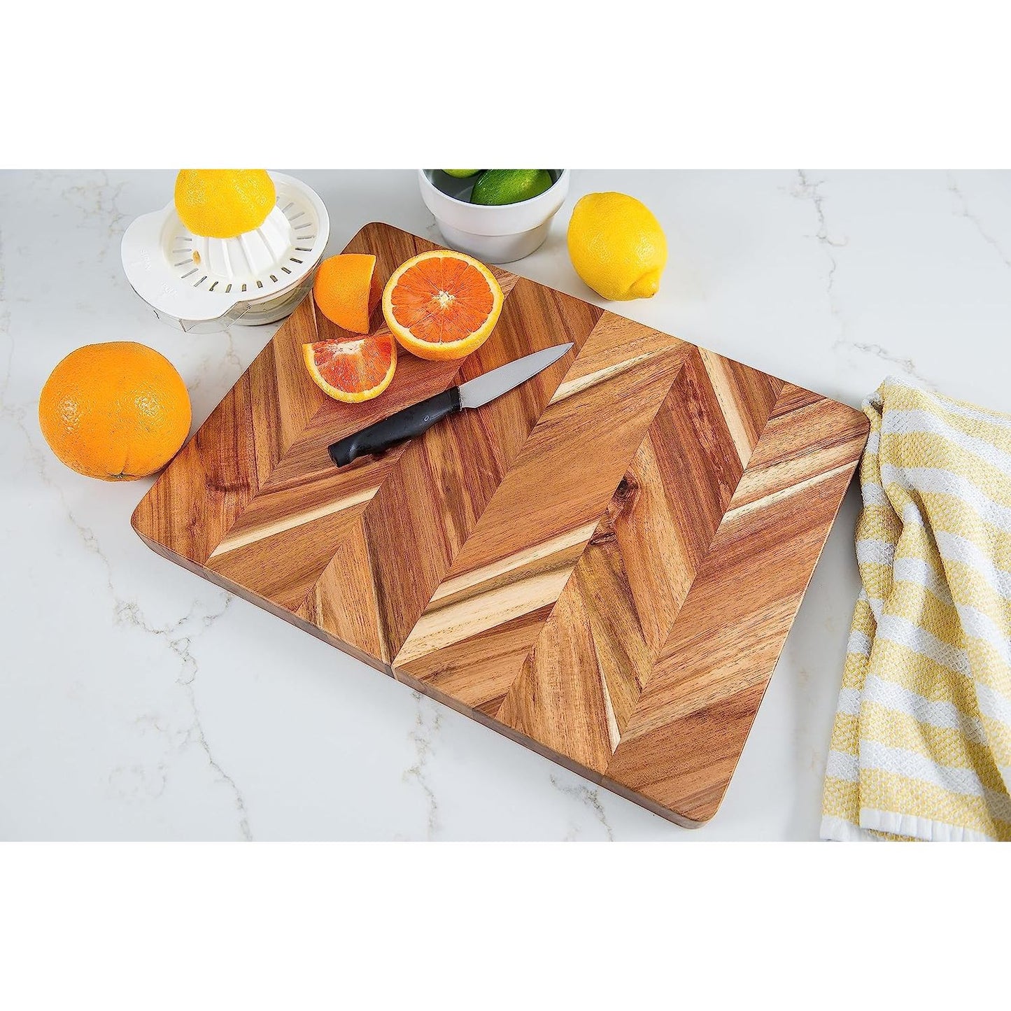 Acacia Rectangular Cutting/Serve Board With Inset Handles And Well, Medium