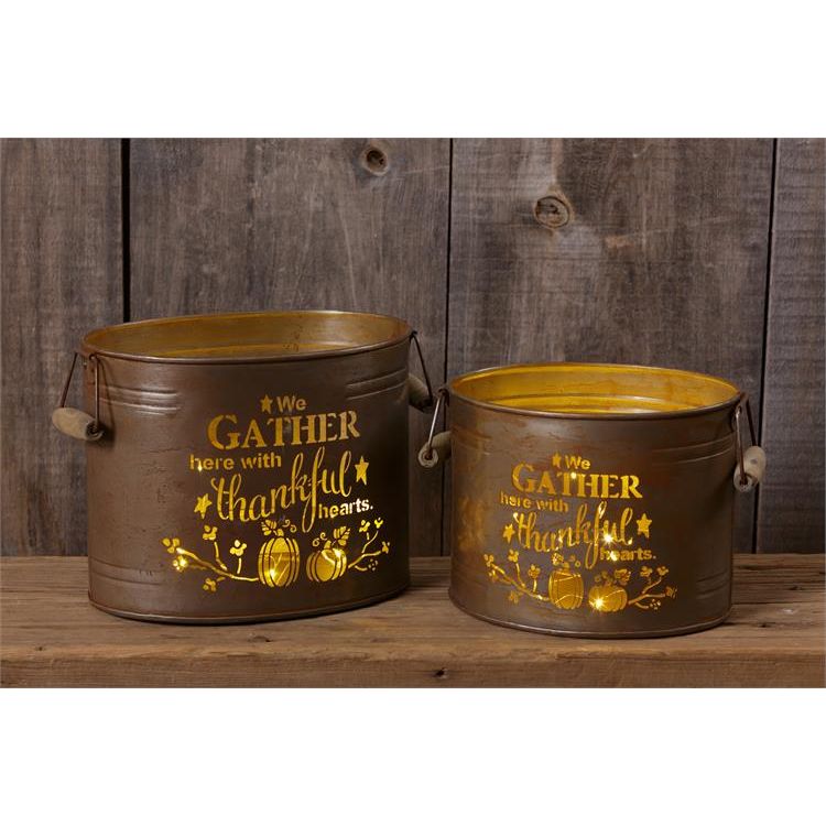 Your Heart's Delight Set of 2 Nesting Tins - We Gather Here With Thankful Hearts