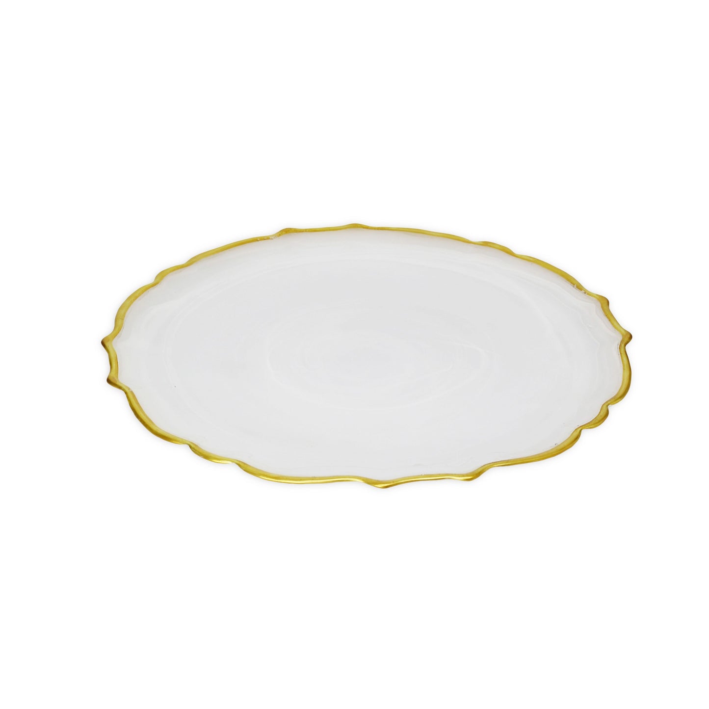 Classic Touch Decor Set Of 4 Alabaster Dinner Plates, Glass, 11"