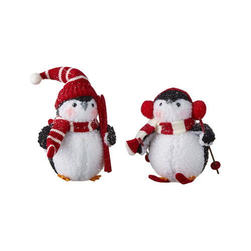 Raz Imports 2021 Snowed In 6.75-inch Skiing Penguin Ornament, Assortment of 2