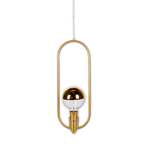 Gerson Company 19.68"H Gold Oval Metal Hanging Light
