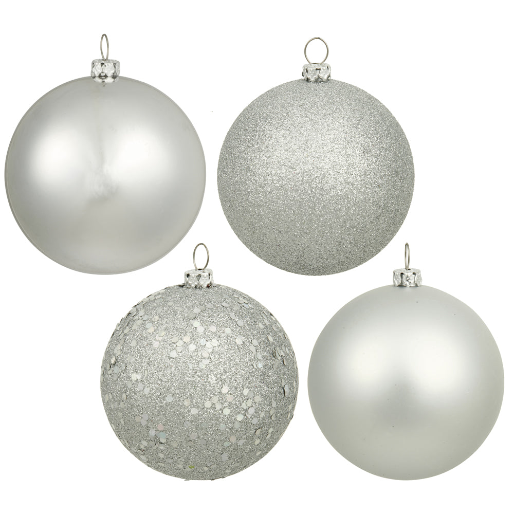 Vickerman 2.4" Silver 4-Finish Ball Ornament Assortment, 60 Per Box