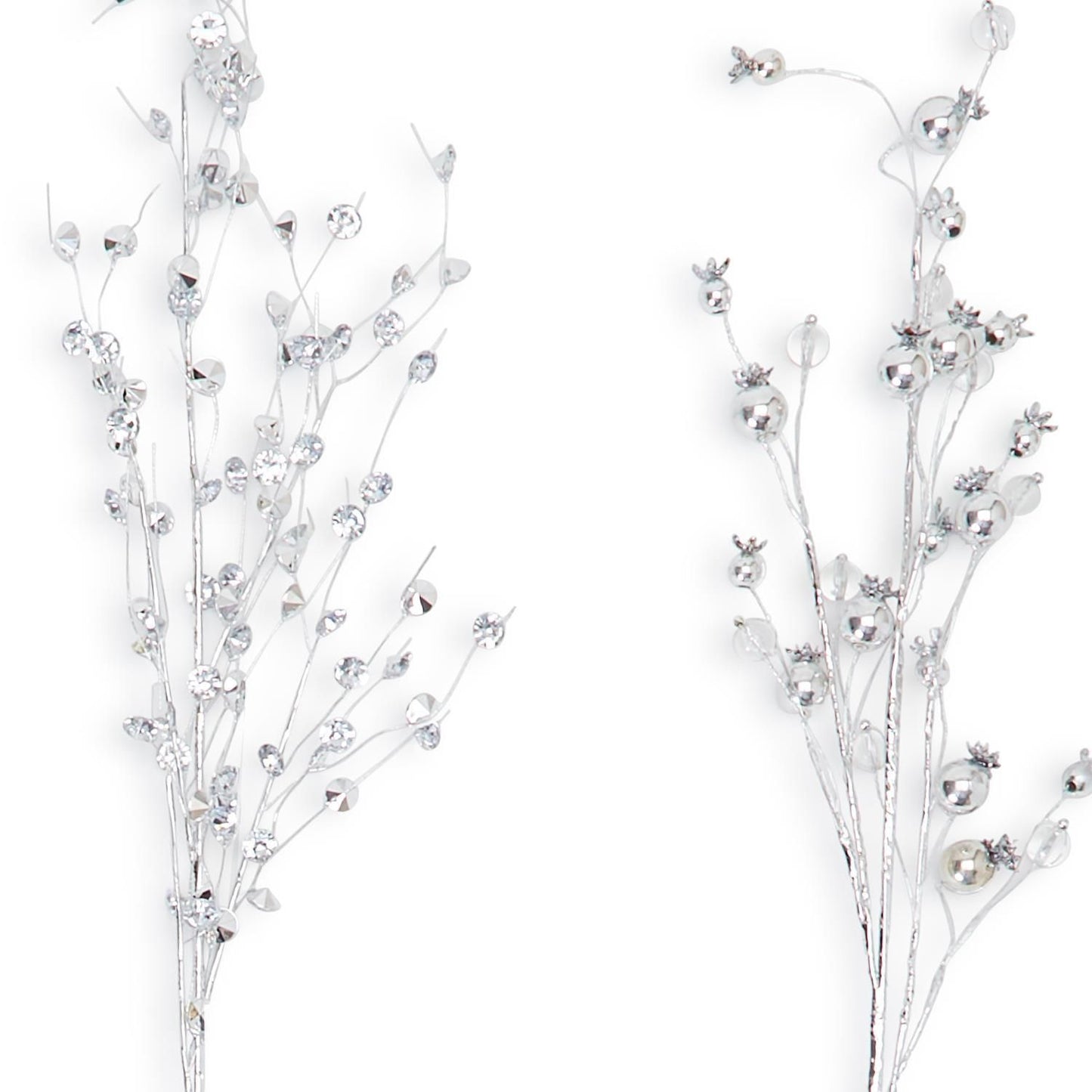 Crystals And Berries 24-Piece Hand-Crafted Metallic Floral Stem in 2 Styles Each