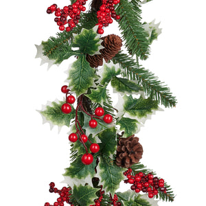Goodwill Holly/Berry/Pine/Pinecone Garland Green/Red 183Cm