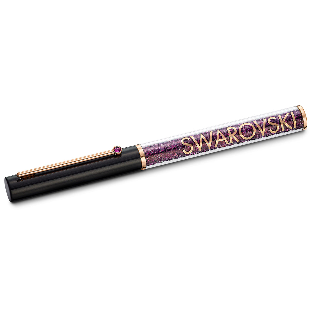 Swarovski Authentic Crystalline Gloss Ballpoint Pen, Black/Purple, Rose-Gold