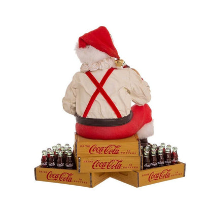 Kurt Adler 9" Coca-Cola® Santa Sitting on Crates Figurine, Red, Plastic