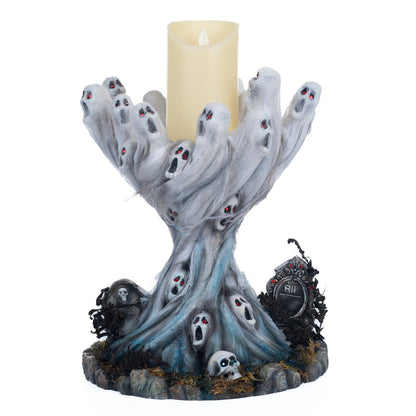 Katherine's Collection Seers & Takers 12" Lost Souls Pillar Candle Holder, White