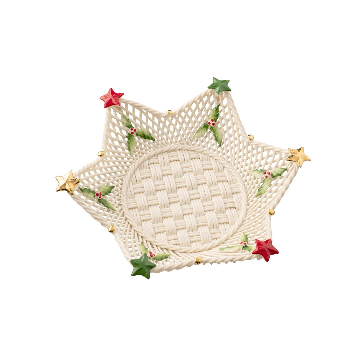 Belleek Star Basket, 9”(W) x 2”(H) - Collectible Gift and Decoration