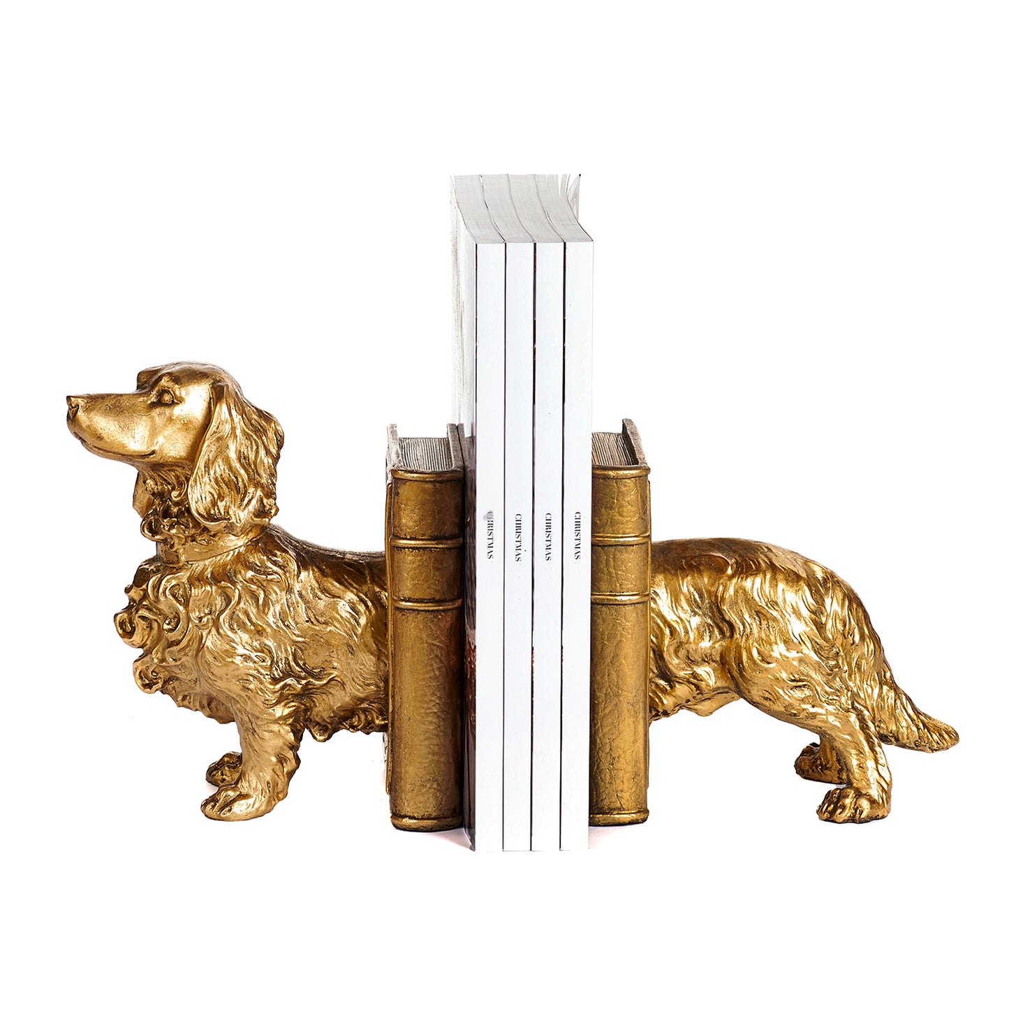 Goodwill Dachshund Dog Bookends Two-tone Gold 22Cm, Set of 2