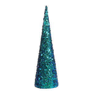 Goodwill Glittered Sequin Cone Tree Two-tone Blue