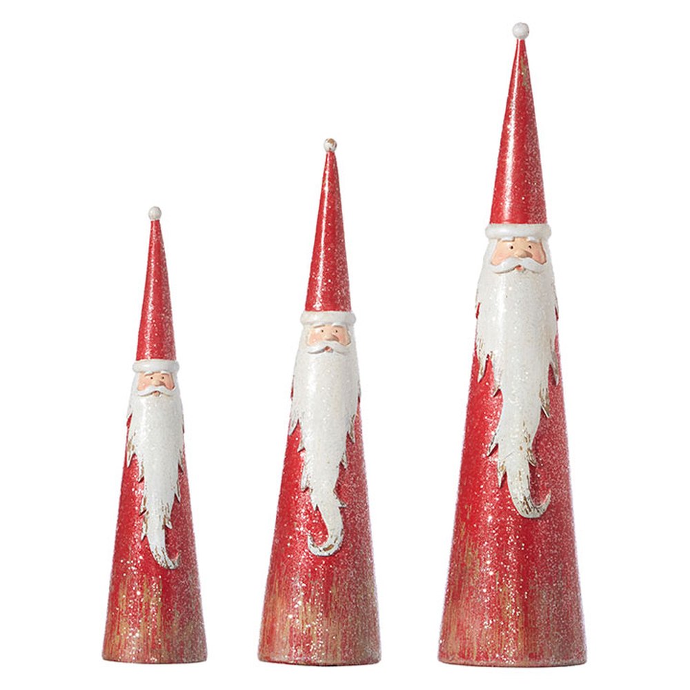 Raz Imports Holiday Heritage 16" Cone Santa, Set of 3