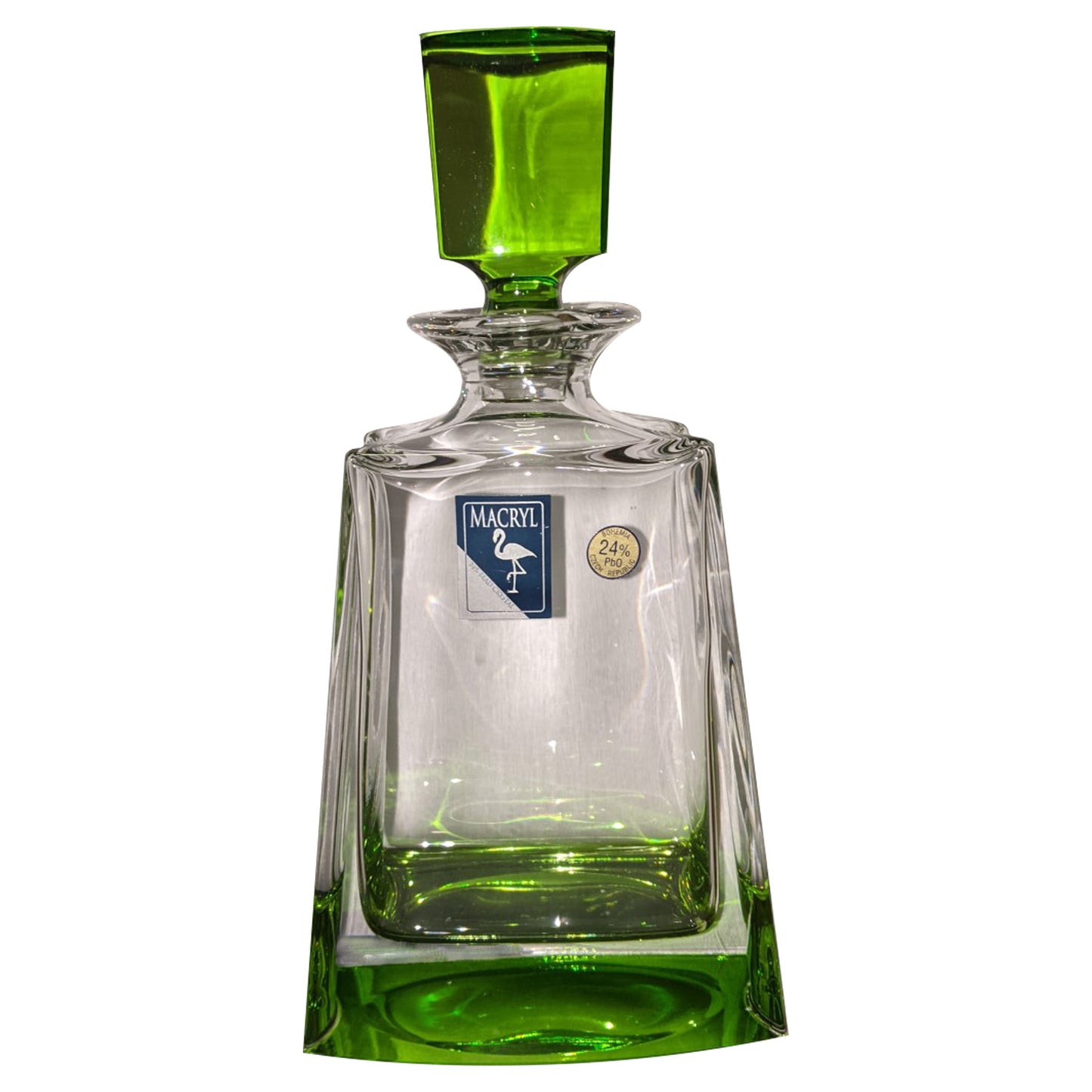 22oz. Green Crystal Decanter - - Made In Czech Republic