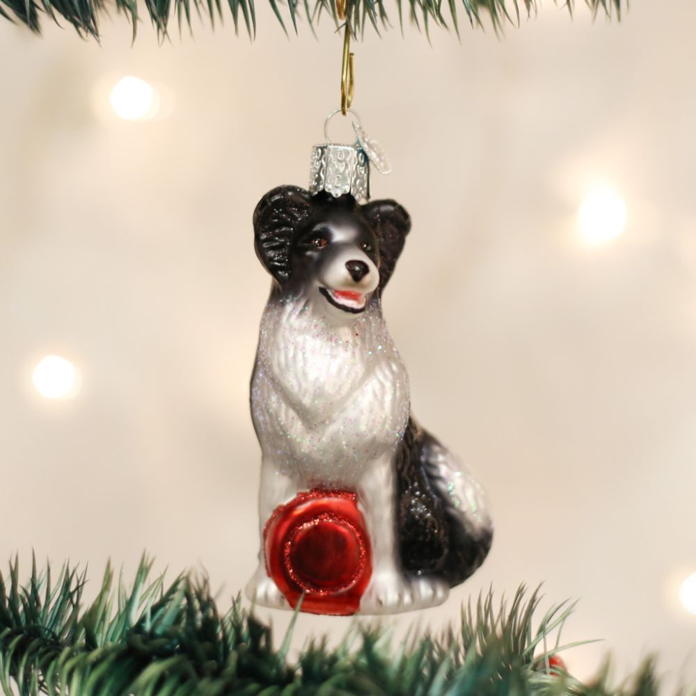 Old World Christmas Border Collie Dog Ornament
