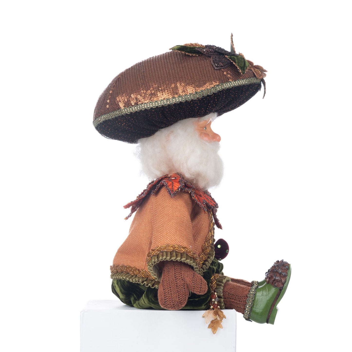 Katherine's Collection 2023 Harvest Mushroom Hat Ledge Sitter, Orange/Brown/Green Polyester