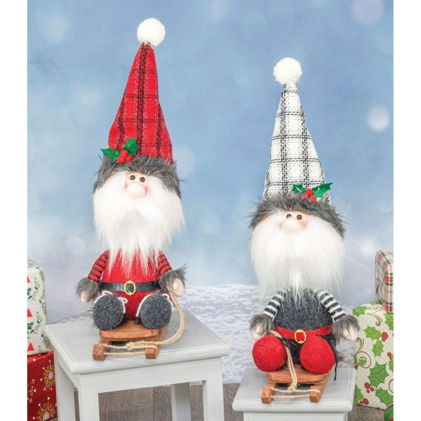 Hanna's Handiworks Stylish Santa Bobble Sledder Set Of 2 Assortment