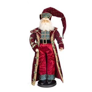 Goodwill Nutcracker Santa Doll With Stand & Box Burgundy/Green 80Cm
