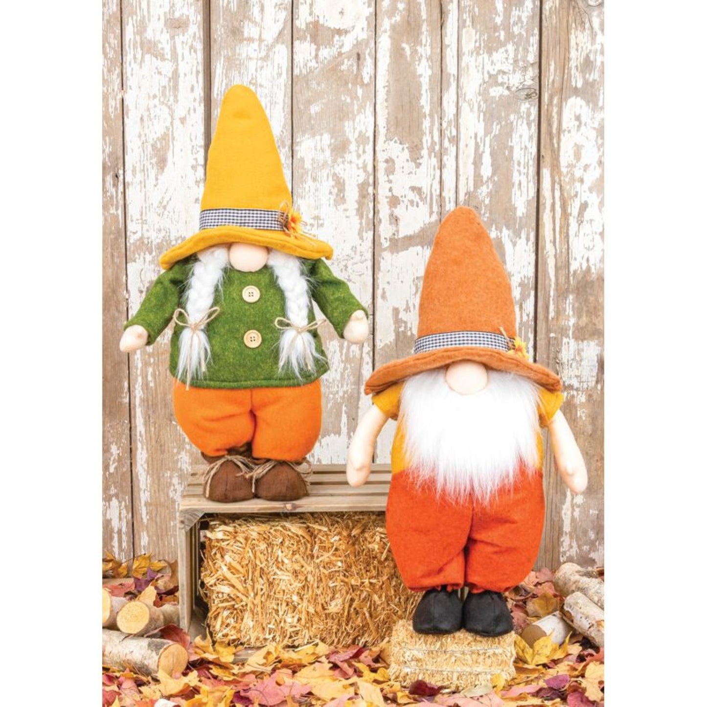 Hanna's Handiworks Fall Gnome Farmer Stander Set Of 2 Assortment