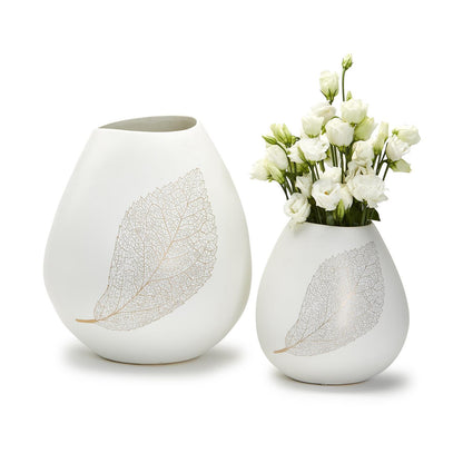 Two's Company Golden Filigree Set Of 2 Bulb Shaped Vase - Ceramic