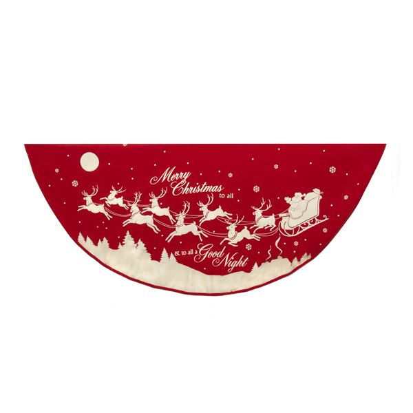 Kurt Adler Red/White Reindeer/Santa Tree Skirt