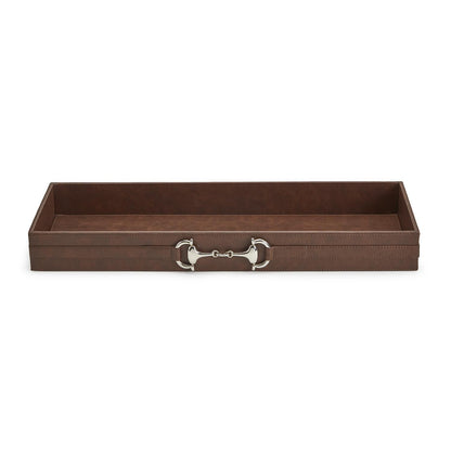 Two's Company Equus Long Bar / Table Side Tray With Polished Horse Bit Accent