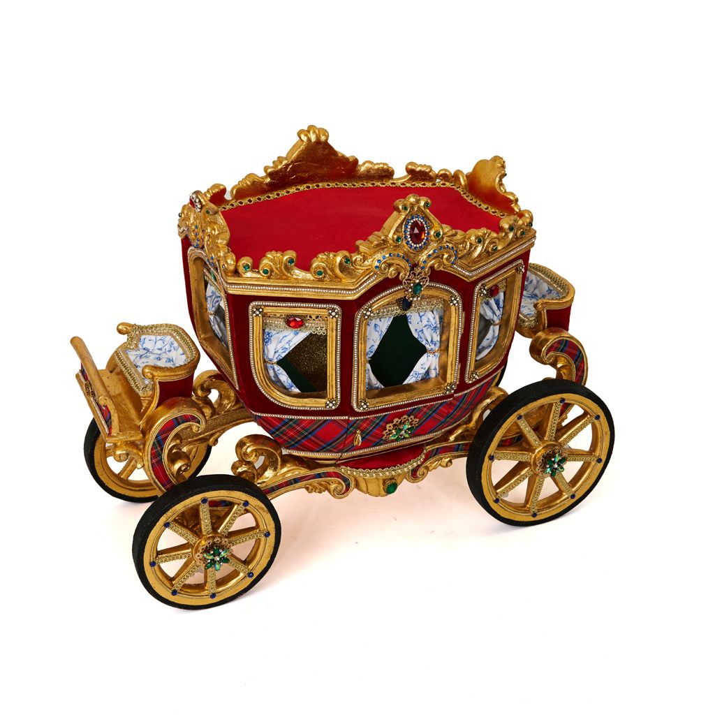 Katherine's Collection 2022 Chinoiserie Carriage Figurine, 25"x12.5"x18.5" Gold Resin
