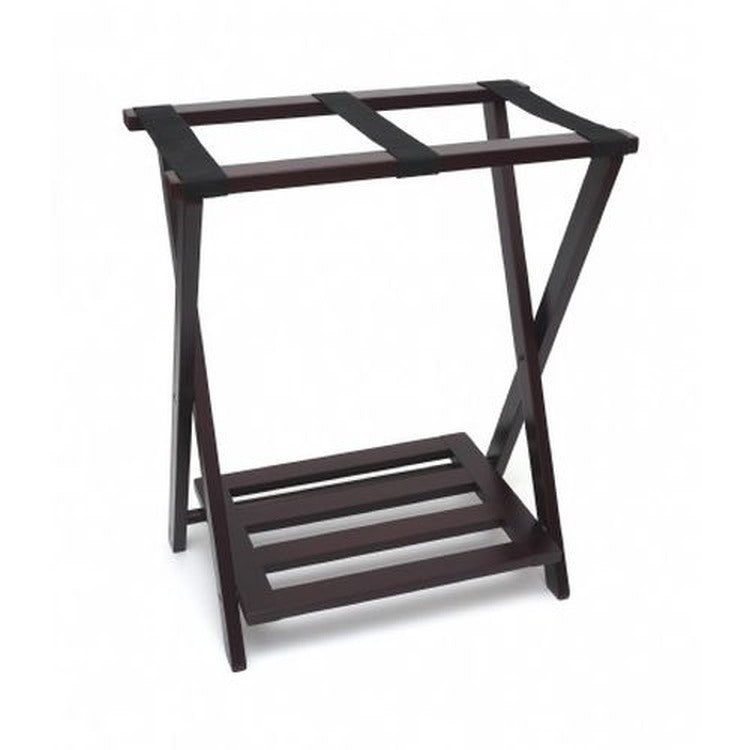 Lipper International Right Height Luggage Rack with Shoe Rack - Espresso, Wood
