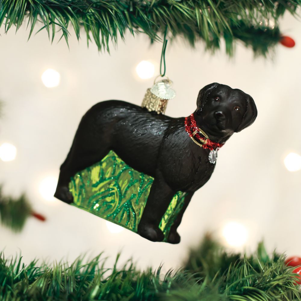 Old World Christmas Standing Black Lab Puppy Ornament