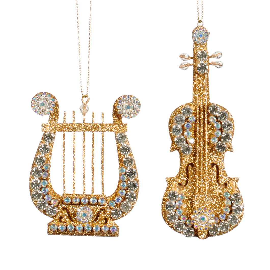Goodwill Wire Jewel Music Instrument Ornament Gold 12Cm, Set Of 2, Assortment